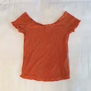 Orange ribbed off the shoulder top